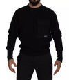 Dolce & Gabbana Black Cotton Crewneck Sweatshirt Sweater