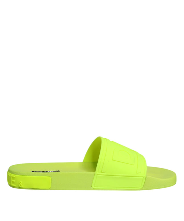 Dolce & Gabbana Green Rubber Slides Sandals Beachwear Shoes