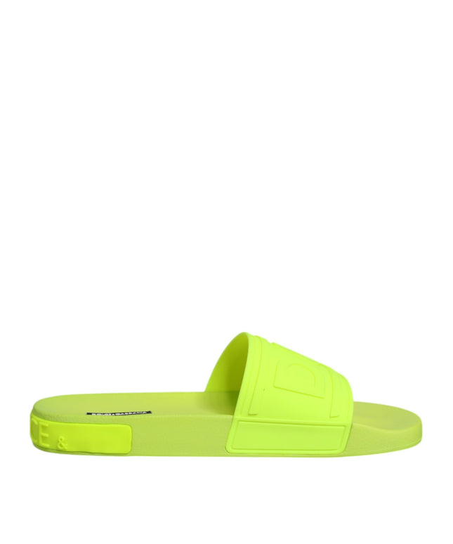 Dolce & Gabbana Green Rubber Slides Sandals Beachwear Shoes