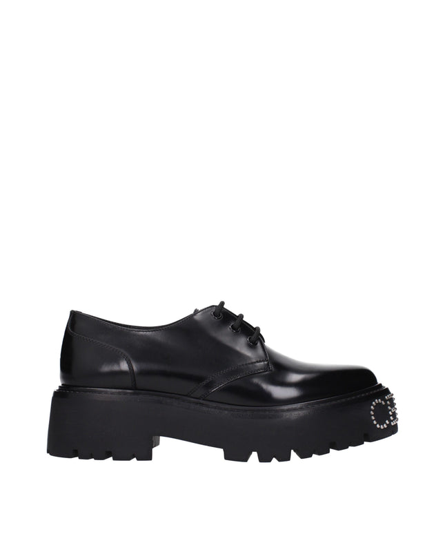 Celine Black Leather Oxfords And Derbies