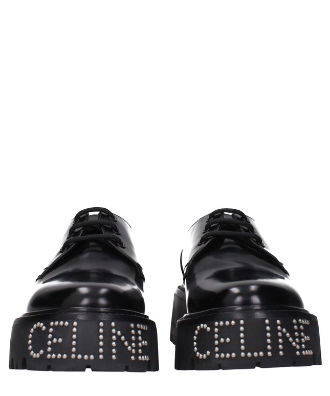 Celine Black Leather Oxfords And Derbies