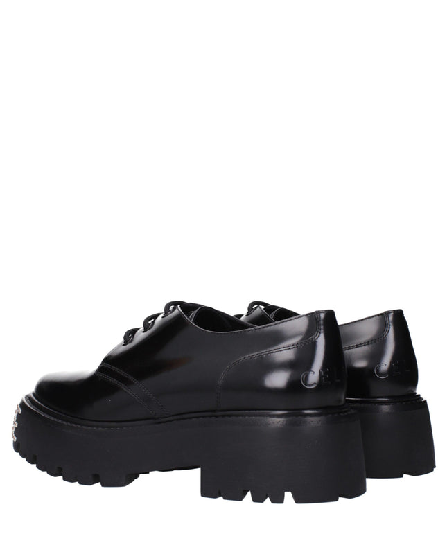 Celine Black Leather Oxfords And Derbies