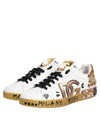 Dolce & Gabbana White Gold Crystal Portofino Sneakers Shoes