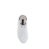 Dolce & Gabbana White Calf Leather Bos Taurus Low Top Sneakers