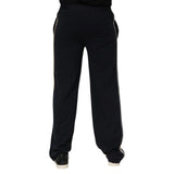 Dolce & Gabbana Black Modal Spandex Straight Logo Trouser Pants