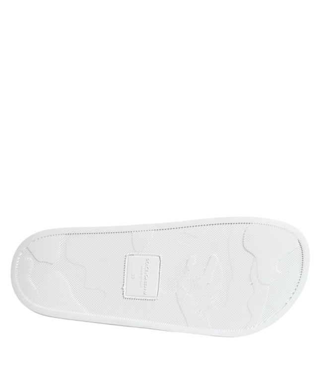 Dolce & Gabbana White Black Leather Sandals Beachwear Shoes