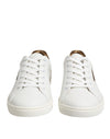 Dolce & Gabbana White Brown Leather Low Top Men Sneakers Shoes