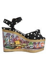 Dolce & Gabbana Multicolor Fish Polka Dot Wedge Sandals Shoes