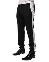 Dolce & Gabbana Black White Stripe Wool Men Trouser Pants