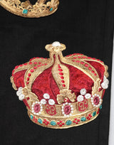 Dolce & Gabbana Black Baroque Royal Men Dress Trouser Pants