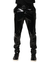 Dolce & Gabbana Black Polyester Mid Waist Men Trouser Pants