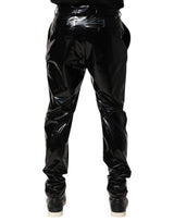 Dolce & Gabbana Black Polyester Mid Waist Men Trouser Pants