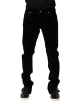 Dolce & Gabbana Black Cotton Men Dress Formal Trouser Pants