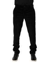 Dolce & Gabbana Black Cotton Men Dress Formal Trouser Pants