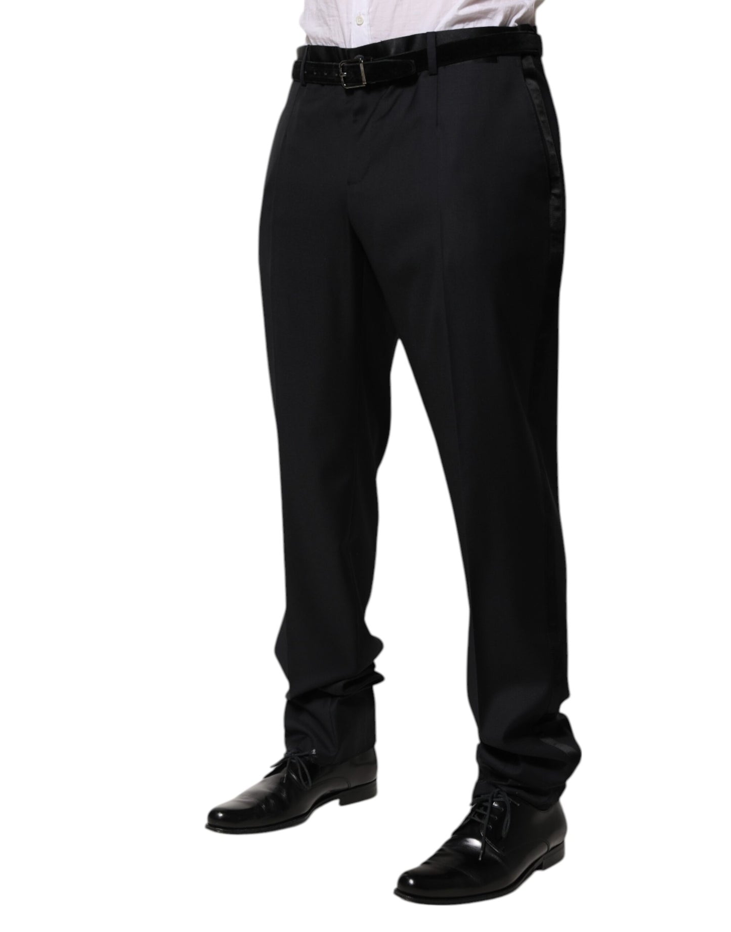 Dolce & Gabbana Black Wool Men Formal Dress Trouser Pants