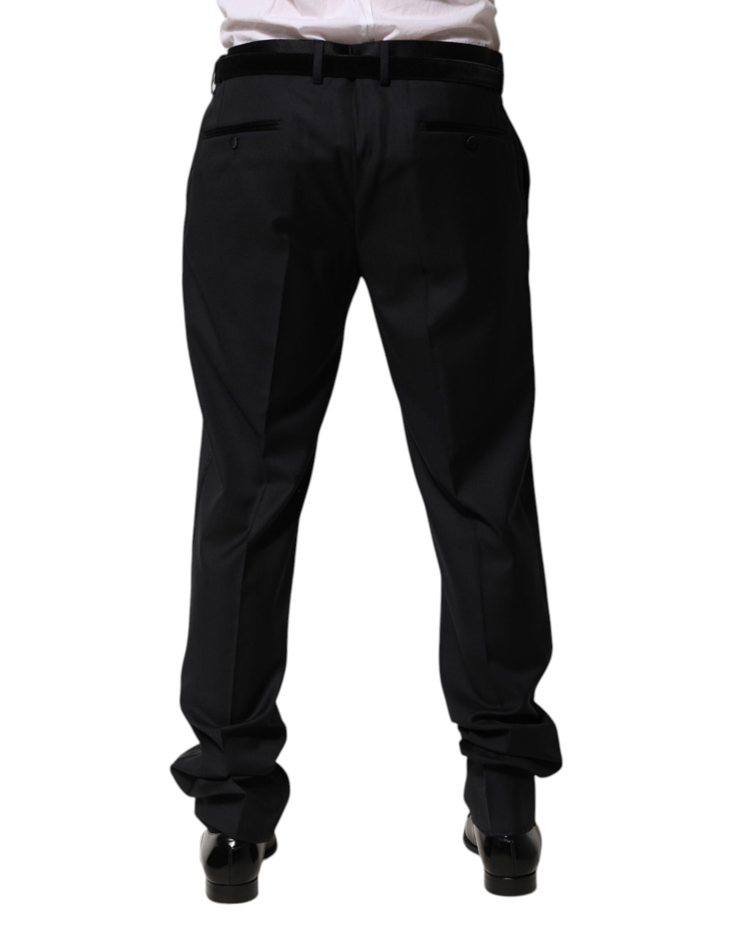 Dolce & Gabbana Black Wool Men Formal Dress Trouser Pants