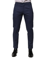 Dolce & Gabbana Blue Cotton Tapered Men Formal Trousers Pants