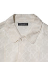 Dolce & Gabbana White Silk DG Logo Print Long Sleeves Shirt