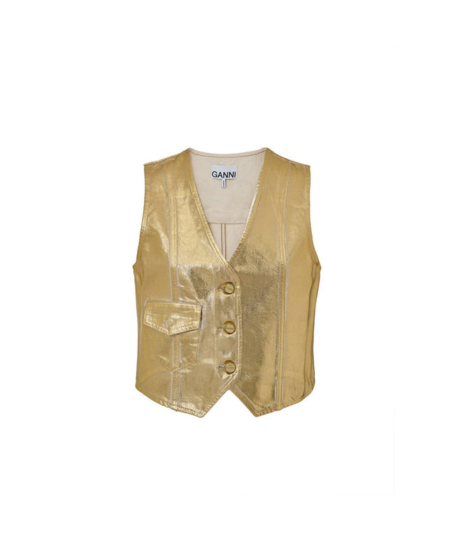 Ganni Gold Cotton Sleveless Jacket