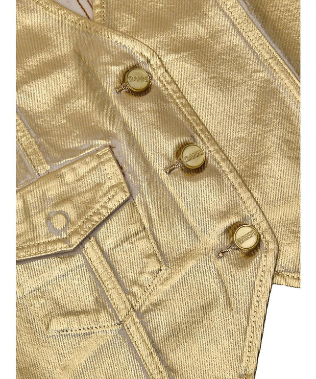 Ganni Gold Cotton Sleveless Jacket