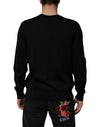 Dolce & Gabbana Black Cashmere Cherub Print Baroque Sweater