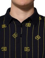 Dolce & Gabbana Black Logo Jacquard Knitted Polo Shirt T-shirt