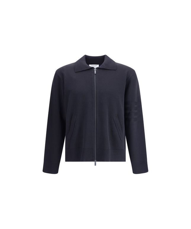 Thom Browne Double Face Full Zip Up Cardigan In Meri