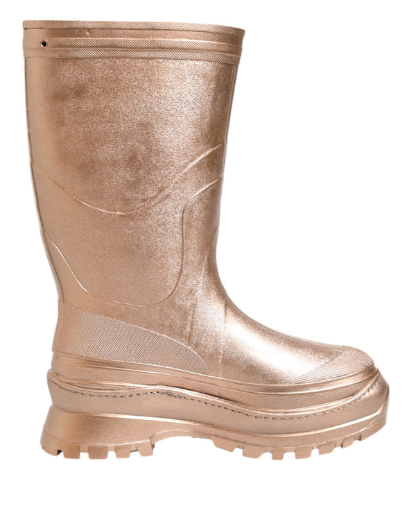 Dolce & Gabbana Rose Gold Rubber Pull On Rain BootsShoes