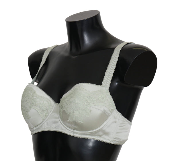 Dolce & Gabbana Green Balconcino Bra Floral Lace Underwear