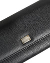 Dolce & Gabbana Black Leather Trifold Logo Plaque Card Holder Wallet