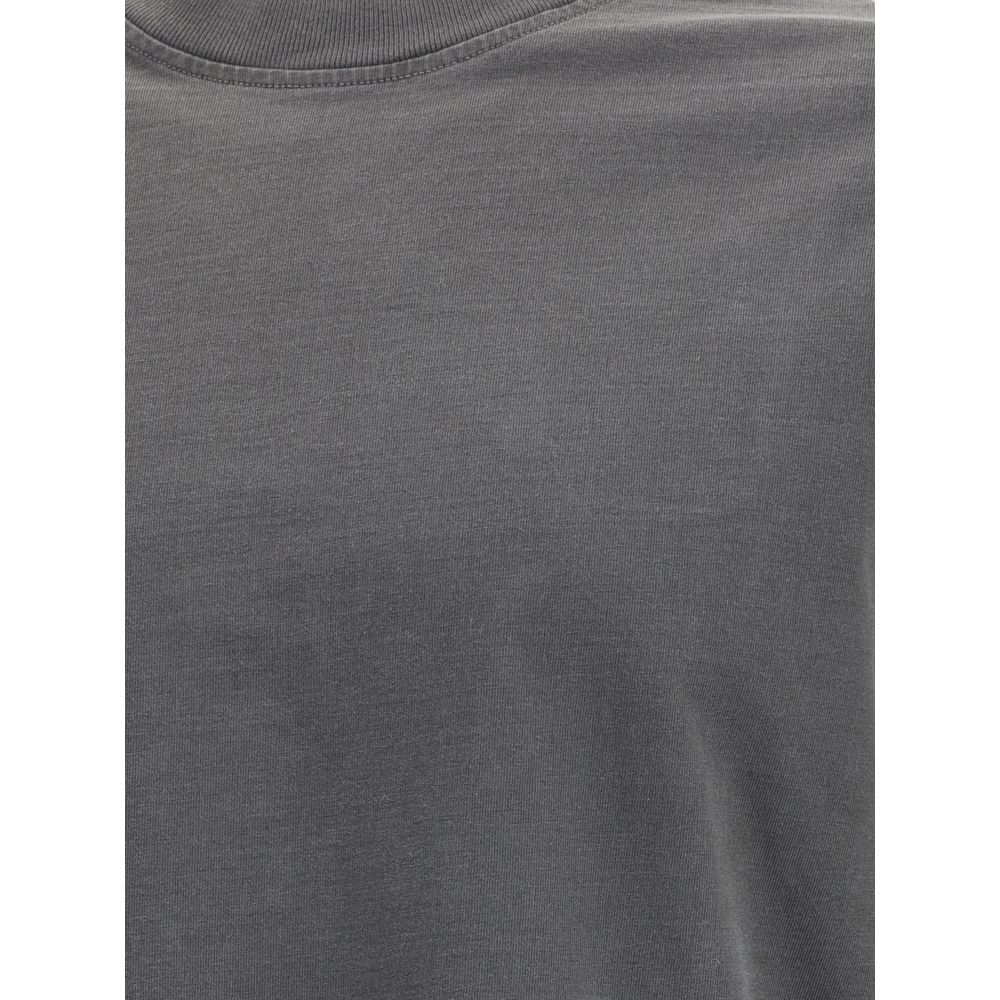 Close-up of Agolde Long sleeve T-Shirt fabric in gray, highlighting the soft cotton texture and high-quality material construction.