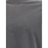 Close-up of Agolde Long sleeve T-Shirt fabric in gray, highlighting the soft cotton texture and high-quality material construction.