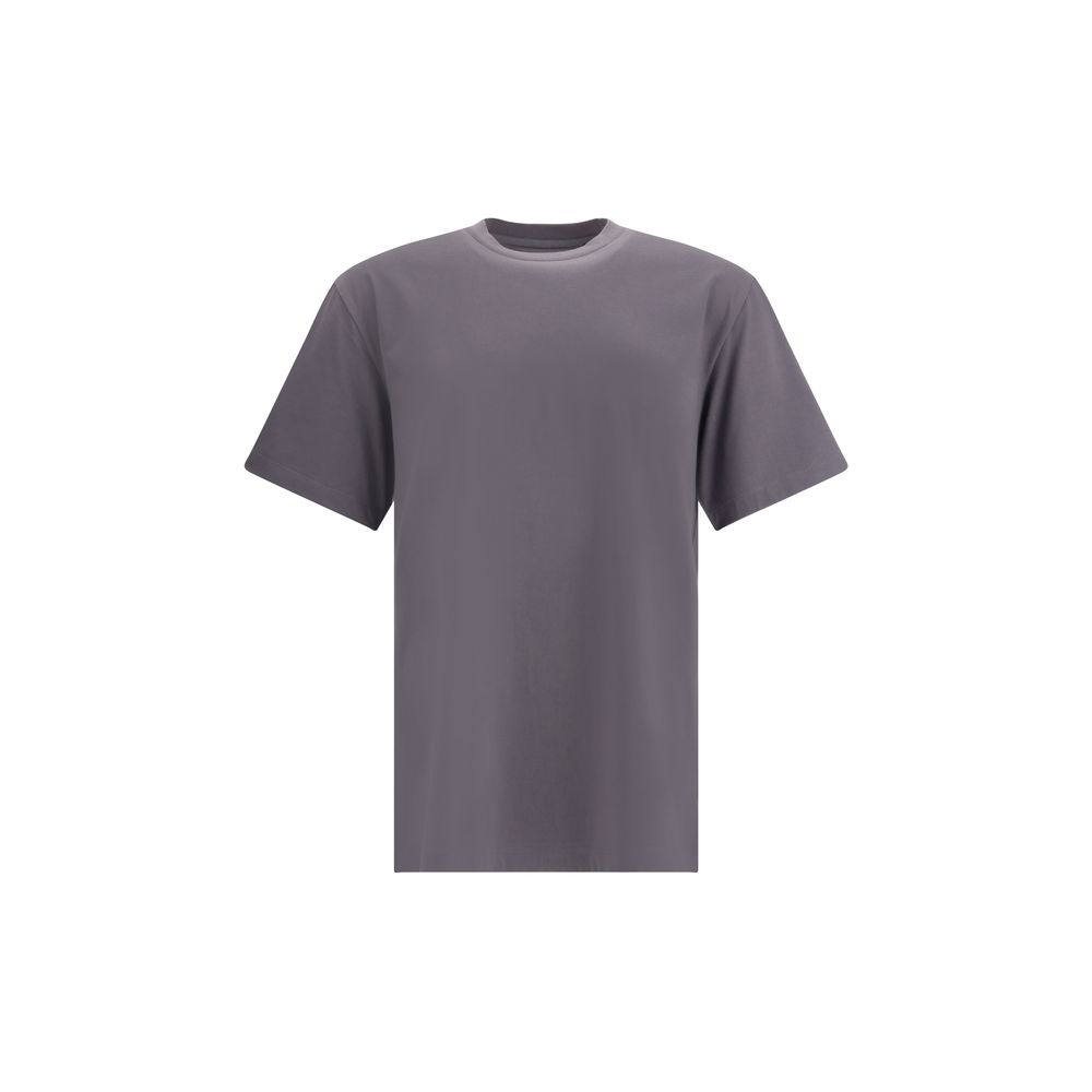 Front view of Y-3 T-Shirt with maxi print in gray, featuring a minimalist design and relaxed fit for men’s sportswear fashion.