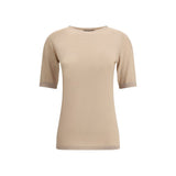 Fabiana Filippi long sleeve cashmere sweater in beige with a fitted silhouette and crew neckline, ideal for women's luxury casual wear.