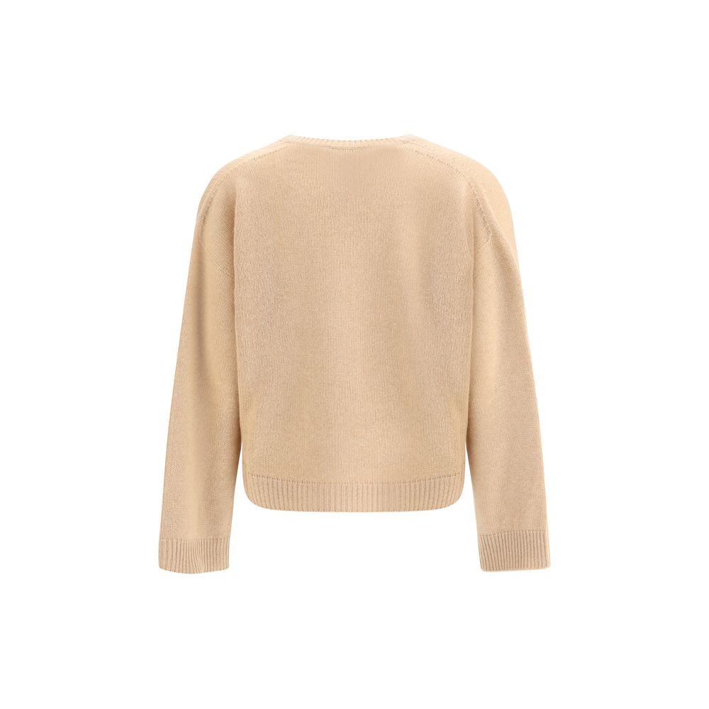 Back view of Fabiana Filippi beige cashmere sweater featuring long sleeves and ribbed cuffs, perfect for elegant casual wear.