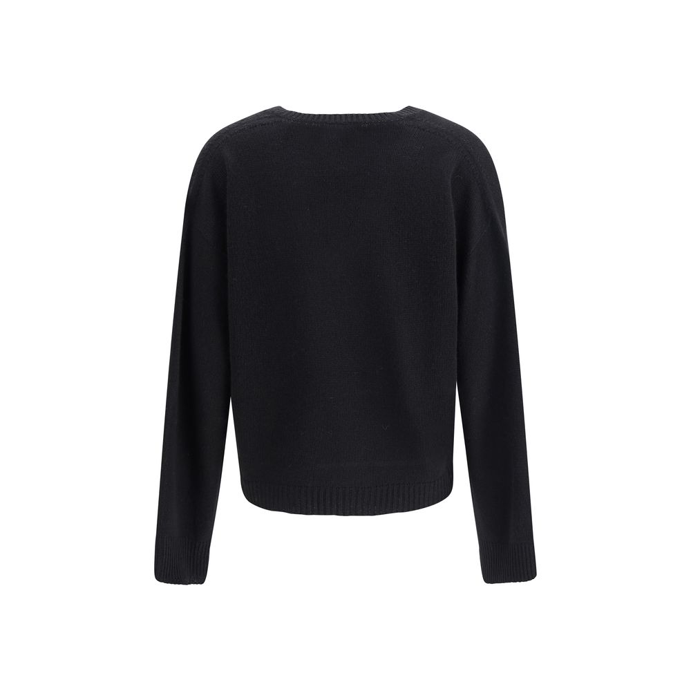 Back view of Fabiana Filippi Cashmere Sweater in black, showcasing long sleeves and ribbed hem detail for a sleek silhouette.