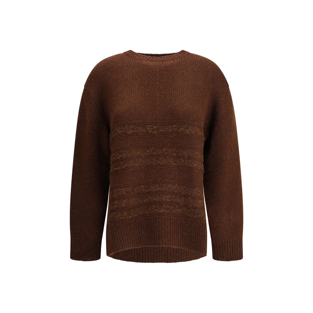 Fabiana Filippi Camel Sweater in rich brown with textured knit pattern, long sleeves, and ribbed hem, ideal for women's fall fashion.