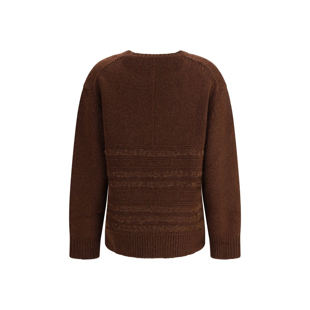 Back view of Fabiana Filippi Camel Sweater showcasing detailed knit texture and relaxed fit, perfect for cozy women's wardrobe.
