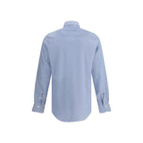Back view of Finamore Milano Shirt in light blue, showcasing tailored fit and premium fabric for men's formal clothing.
