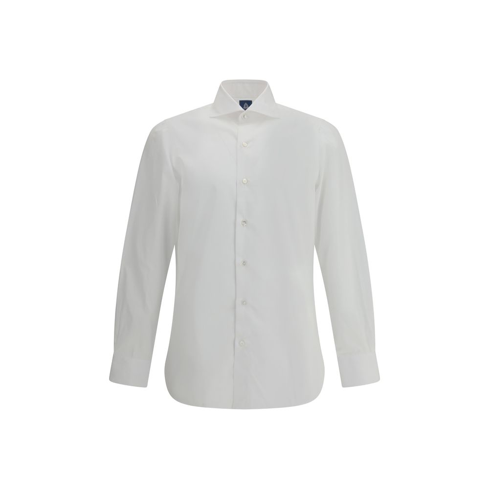 Finamore Napoli Shirt in white with long sleeves and classic spread collar, ideal for formal or business attire in men's dress shirts category.