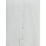 Close-up of Finamore Napoli Shirt buttons and fabric texture, highlighting premium stitching and luxury cotton material.
