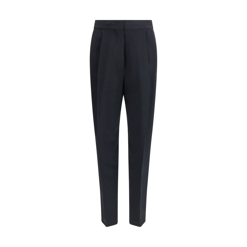 Fabiana Filippi Cady Pants in black with front pleats and tapered leg, ideal for casual or office wear in women's clothing category.