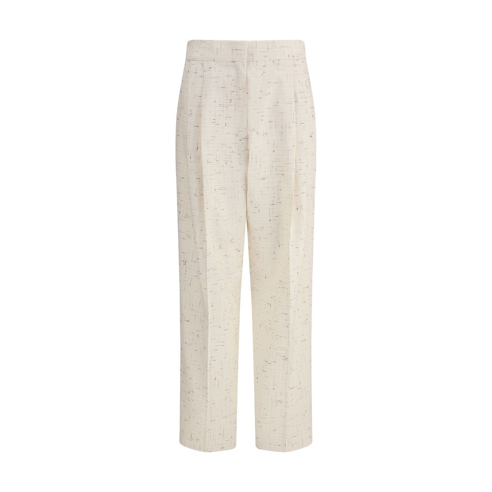Fabiana Filippi Buttoned fabric Pants in cream with a relaxed fit and subtle textured pattern, ideal for elegant casual wear.