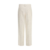 Back view of Fabiana Filippi Buttoned fabric Pants in cream, showcasing tailored waistband and straight-leg silhouette.