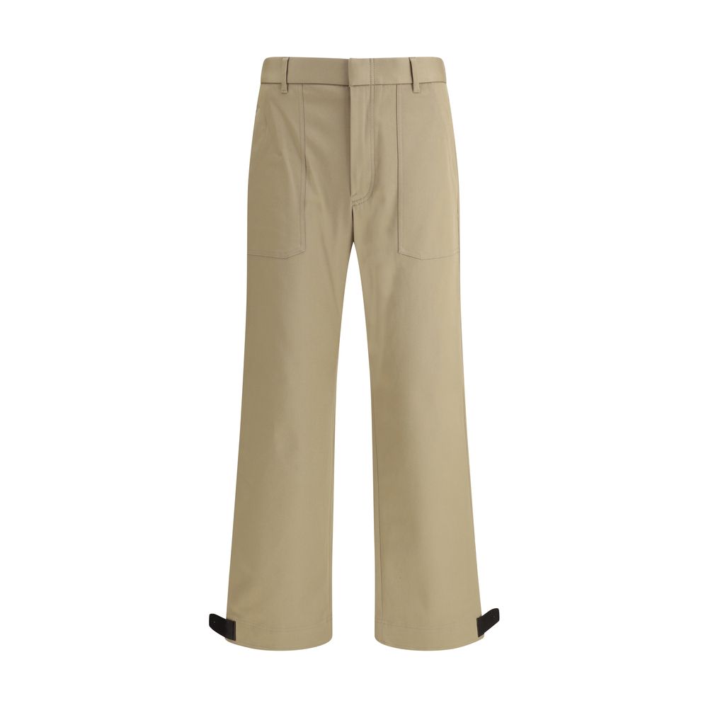Brioni Cargo Pants in beige with front patch pockets and wide-leg silhouette, ideal for upscale casual menswear.