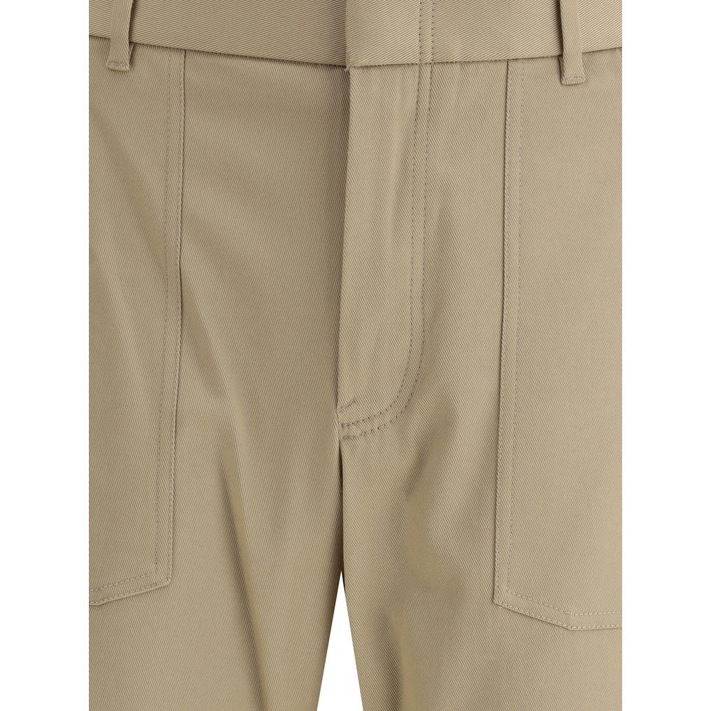 Close-up of Brioni Cargo Pants front pocket stitching and waistband, showcasing premium craftsmanship and durable fabric.
