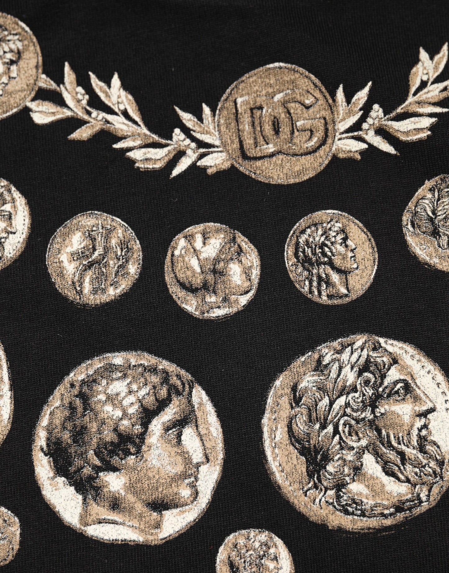 Dolce & Gabbana Black Coin Print Cotton Crew Neck T-shirt