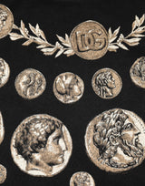 Dolce & Gabbana Black Coin Print Cotton Crew Neck T-shirt