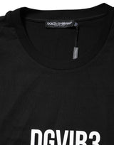 Dolce & Gabbana Black DG Vib3 Print Cotton Crew Neck T-shirt