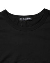 Dolce & Gabbana Black Logo Patch Cotton Crew Neck T-shirt